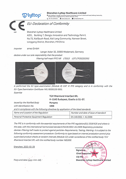 EU-Declaration of Conformity for LT0313 Lot: LTP202202001