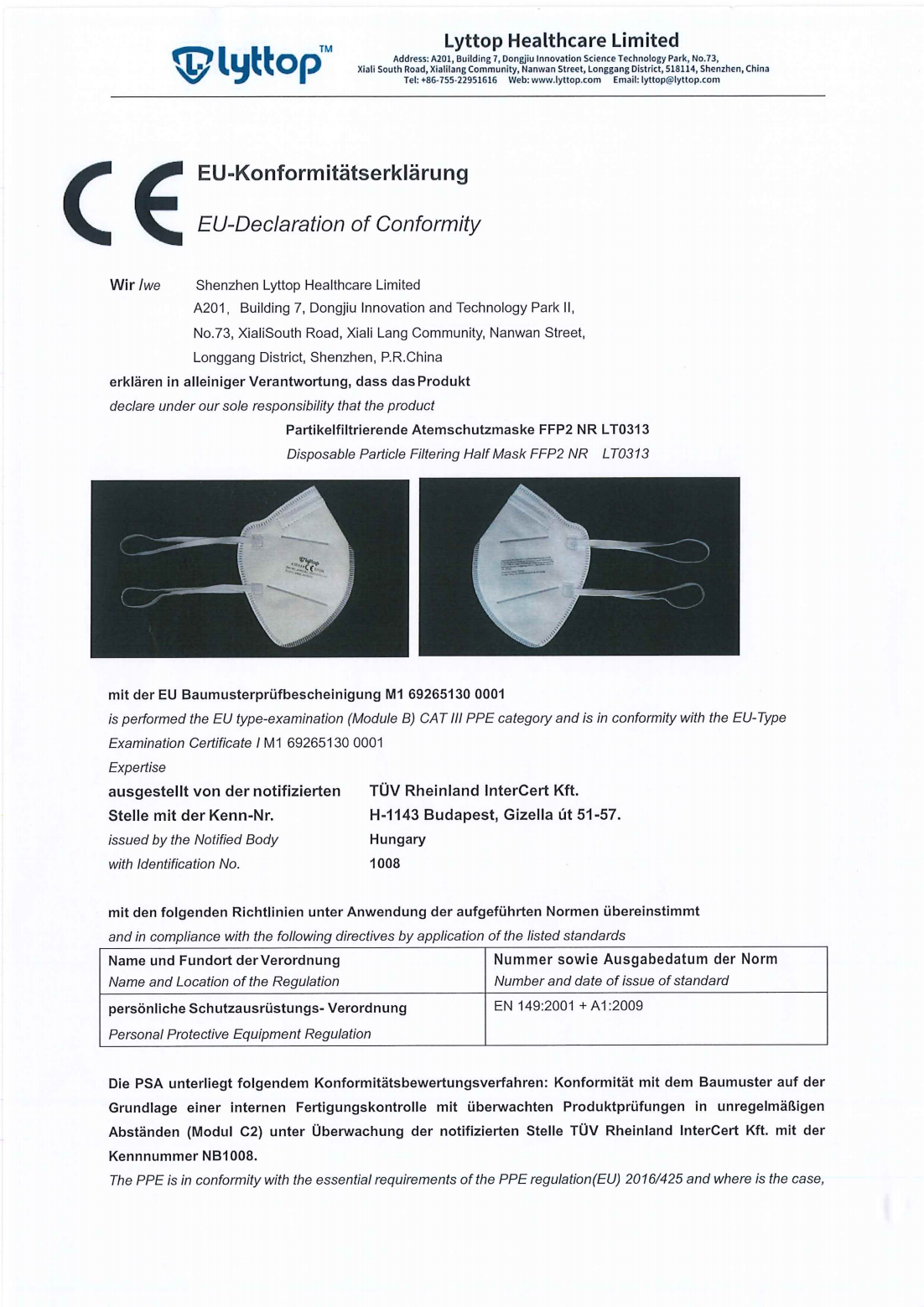 EU-Declaration of Conformity for LT0313